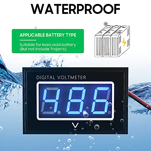 10L0L Waterproof Blue Digital LED Golf Cart Battery Voltage Meter - 10L0L