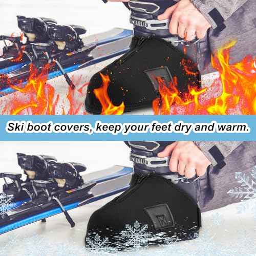 2 Pairs Ski Boot Covers, Insulated Shoe Covers for Snow Warmers Heater Gifts for Skiers, Winter Sport, Skiing Accessory