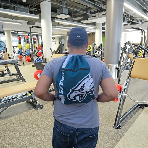 Philadelphia Eagles Drawstring Backpack with Zippered Pocket - 18x14 inches