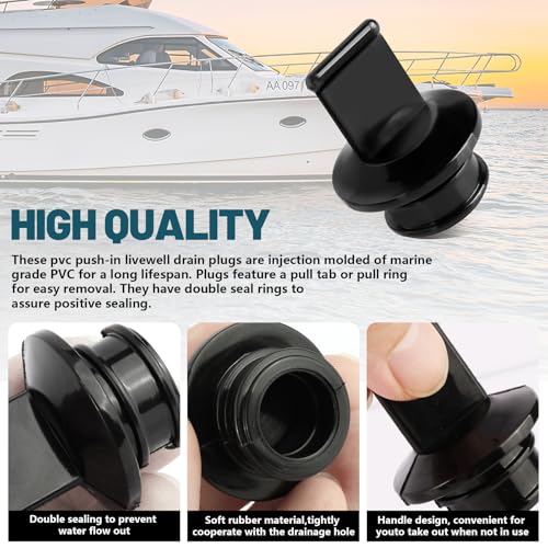 Push-In Boat Drain Plug Replacement for T-H Marine 1-1/8" Thru-Hull