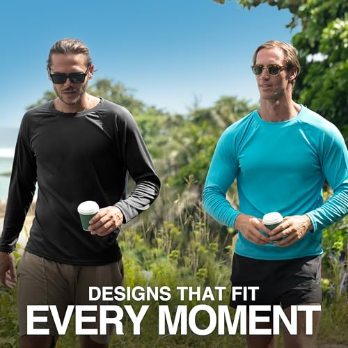 Men's Long Sleeve Swim Shirt - Quick-Dry UPF 50+ Rash Guard - XX-Large Black