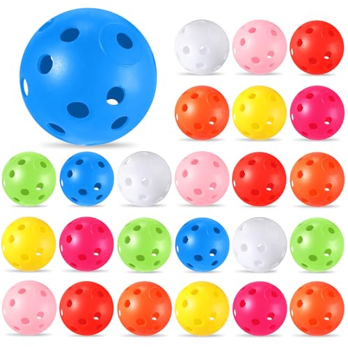 24 Pack Multicolor Practice Golf Balls - Limited Flight Plastic Training Balls