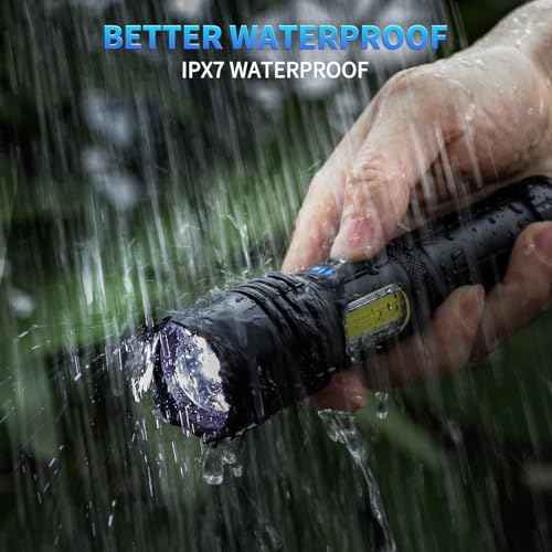 Rechargeable Flashlights High Lumens, 99000 LM Super Bright Flashlight with 7 Modes, Adjustable Powerful Flash Light with COB Light, Waterproof Handheld Flashlight for Home Camping Hunting