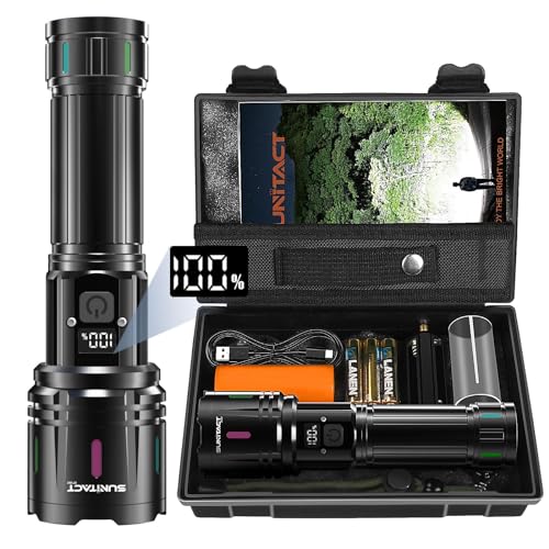 Flashlights LED High Lumens Rechargeable, 2000 Lumens XHM90.2 Super Bright Flashlight, Flash Light Battery Powered, Powerful Handheld Flashlight with Holster for Home Emergency Hiking Gift