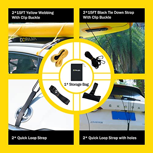 Universal Soft Roof Rack Pads - 40 Inch with Tie Down Straps