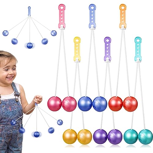Liliful 6 pcs Colorful Clacker Balls on String - Hand-Eye Coordination Toy