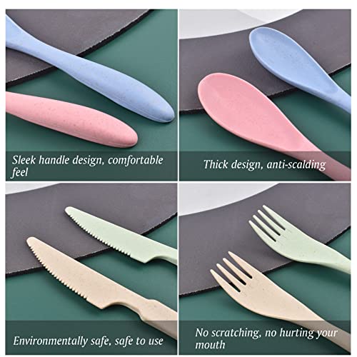 Reusable Wheat Straw Cutlery Set - 12 Pieces Travel Utensils - Style1