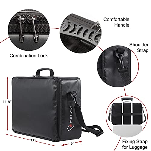 ROLOWAY Fireproof Document Bag with Lock (17 x 11.8 x 5 inch), Important Document Storage Bag with Multi-Layer File Organizers (Black)