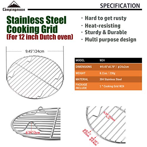 CampingMoon Round Cooling Rack 9.5 inch / 24 cm Stainless Steel