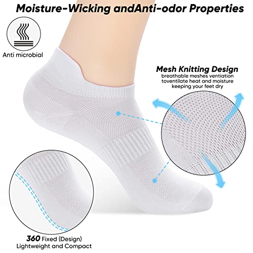 7-9/12 Pairs White Ankle Socks Women & Men No Show Low Cut with Tab