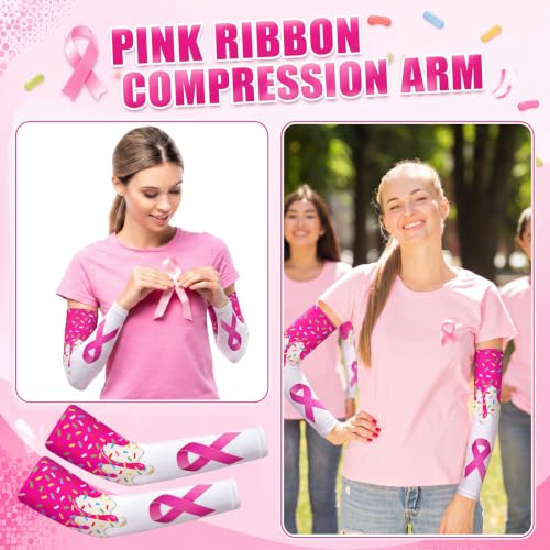 Leumoi 20 Pairs Small Ice Cream Breast Cancer Awareness Football Arm Sleeves - Unisex Sport Gear