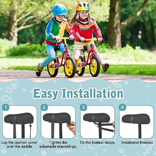 Kids Bike Seat Cushion Cover - Black, Anti-Slip & Breathable Foam