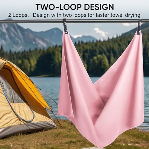 Microfiber Travel Towel - Ultra Absorbent Quick Dry - 24"×12" Pale Rose