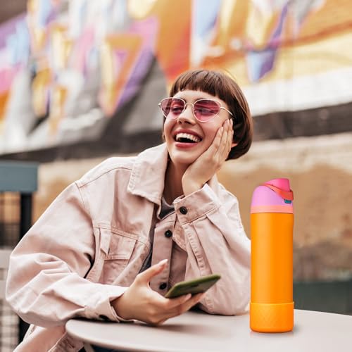 Silicone Boot for Owala 24 oz Water Bottle - Orange Anti-Slip Sleeve
