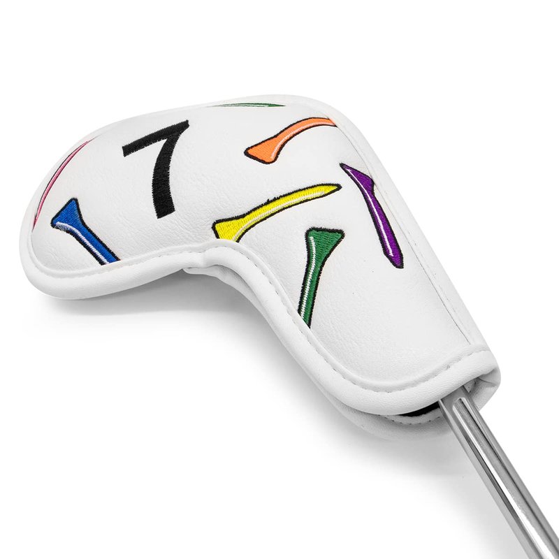 Golf Iron Head Covers 9/10pcs Leather Golf Club Covers for Iron with Magic Tape Fit Most Brand(Colorful Tee/10pcs)