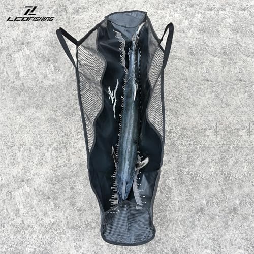 LEOFISHING Heavy Duty Fish Weigh-In Bag with Ruler & Handles - Waterproof Folding Tournament Fish Sling