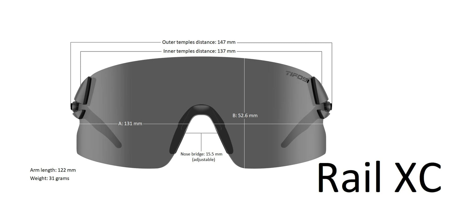 Tifosi Rail XC Shield Sunglasses (Crystal Clear w/Clarion Blue Fototec) - Ideal Cycling (Road & Gravel), Baseball, Softball
