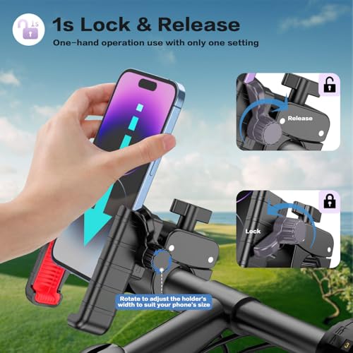 Efocakiox Golf Cart Phone Holder Mount with 360° Rotation and Quick Lock Release