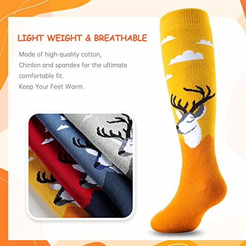 Kids Ski Socks - Warm Thermal Snow Socks for Boys & Girls, Medium Yellow & Yellow (2 Pairs)