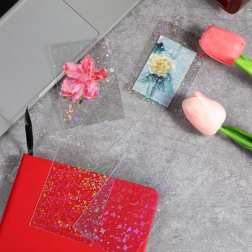 200 Pcs Laser Flashing Holographic Photo Card Sleeves Love