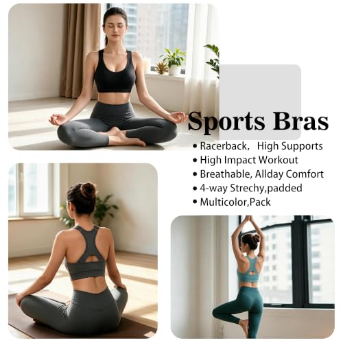 Double Couple Women's Adjustable Medium Impact Racerback Sports Bra - Large, Black Blue Grey