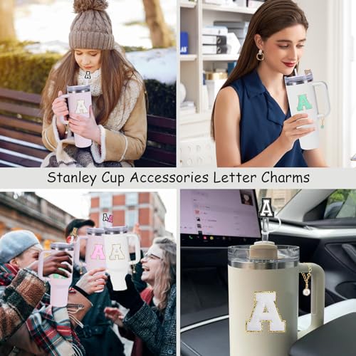 Straw Cover Set with Letter Charm & Stickers - Letter C