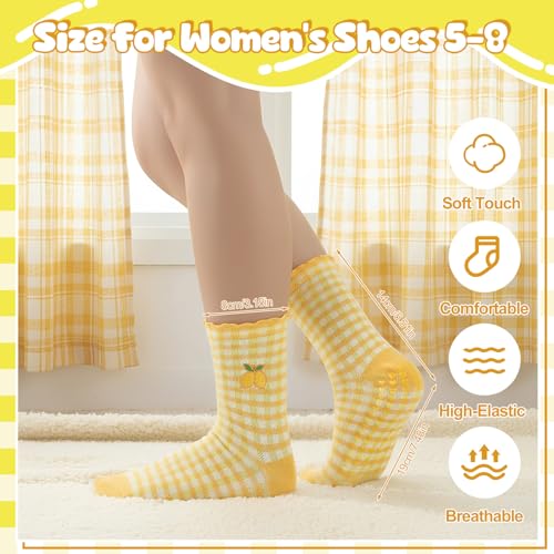 6 Pairs Cute Ruffle Pilates Socks with Non-Slip Grips