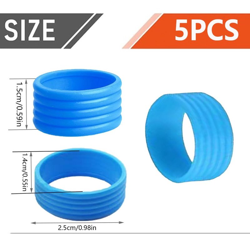 Tennis Racquet Grips Ring Tennis Racket Silicone Racquet Grip Ring Band Good Elasticity Non Slip for Tennis Badminton Squash Baseball Racquet Handle 5 PCS,Blue