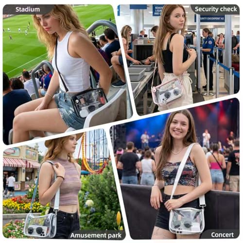 Clear Stadium Purse for Women - Approved Crossbody Bag - Black