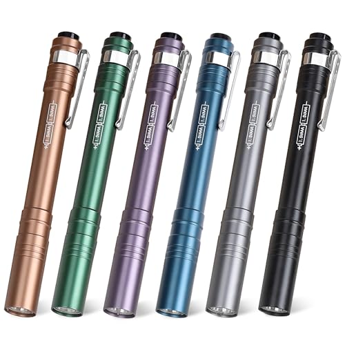 FASTPRO 6-Pack LED Pen Lights - Aluminum Portable Flashlights with AAA Batteries
