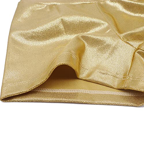Girls Gymnastics Athletic Shorts with Glitter - Gold, 7-8 Years
