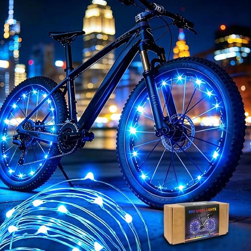 MH Brighter Blue Bike Wheel Lights – 20 LED, 2 Wheels, 2 Modes, Waterproof
