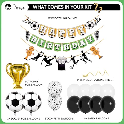 Soccer Birthday Party Decorations Kit - Happy Birthday Banner & Balloons