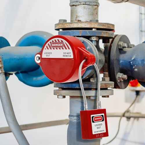 10 Pack Lockout Tagout Locks, Steel Cable Compact Loto Safe Padlock Set, Red Keyed Lock with 20 Keys, Different Numbers Safety Locks for Electrical Stations and Devices Kits