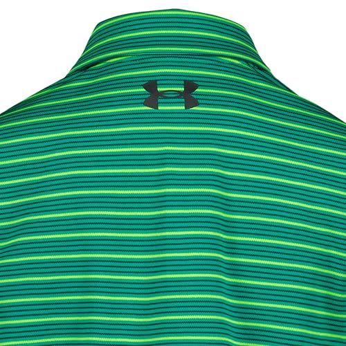 Under Armour Boys' Matchplay Golf Polo Shirt, Geode Green Stripe - Short Sleeve