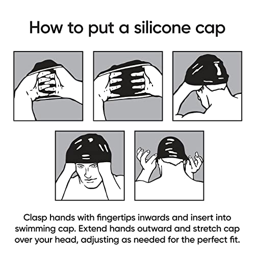 Speedo Unisex Child Silicone Swim Cap - Black, Elastomeric Fit & Quick On/Off