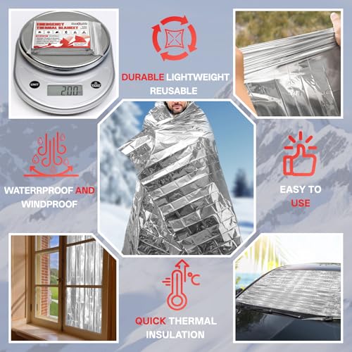 Emergency Thermal Blanket Kit - Extra Large 84" x 63" - 4 Pack