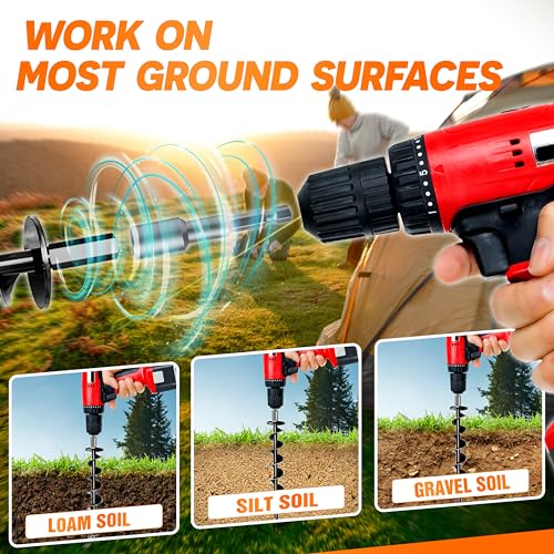 Heavy-Duty Ground Anchors Screw-in Set - 4 PCS with Power Nut Driver