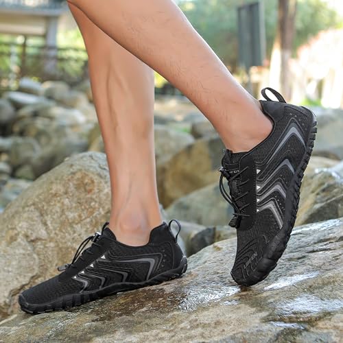 UBFEN Water Shoes for Men & Women - Quick Dry Barefoot Hiking & Swimming, Black, 13 Women / 11 Men, Z4 Model