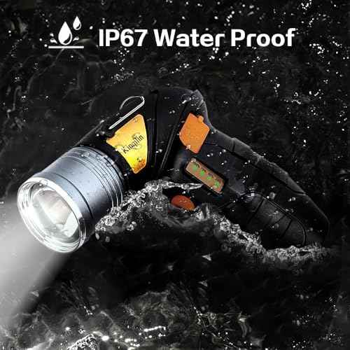Rechargeable Spotlight,Super Bright 100,000 LED Handheld Spotlight with Zoomable,Foldable Stand,IP67 Waterproof Compact Outdoor for Hunting Walking Emergency Camping