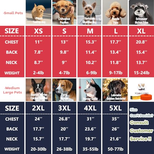 Koneseve 2-Pack Small Dog Shirts Blue & Red L - Cotton Dog Clothes for Pups 9-17 lbs