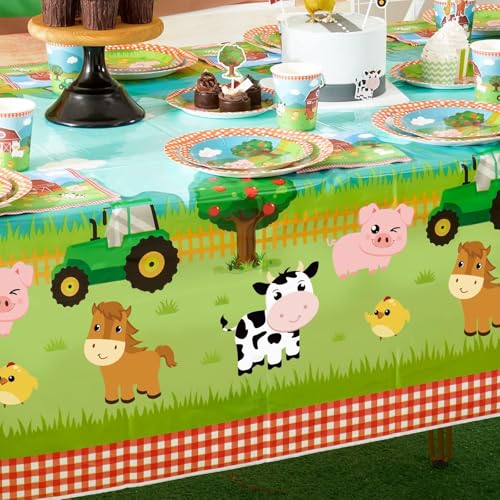 Farm Animal Tablecloth - 108"x54" Green Party Cover