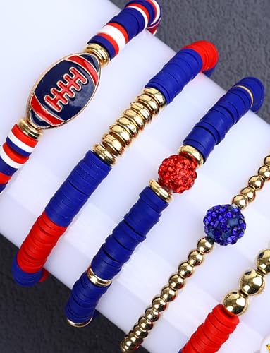 Game Day Football Charm Bracelets for Women - Red, Black, Blue