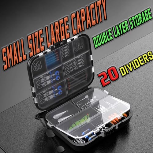 Tcakelox 5 Pack Large Mini Plastic Tackle Boxes — 12-Compartment Fishing Storage Organizer, Kayak Fly Boxes