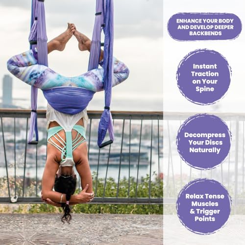 Yoga Trapeze Swing Set - Back Pain Relief & Inversion Therapy - Purple