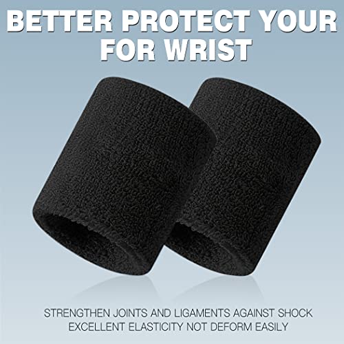 Moisture Wicking Cotton Sweatbands for Men & Women - Black