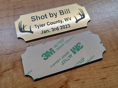 Custom Engraved 1.25x3 Brushed Gold Name Plate with Antler Clipart