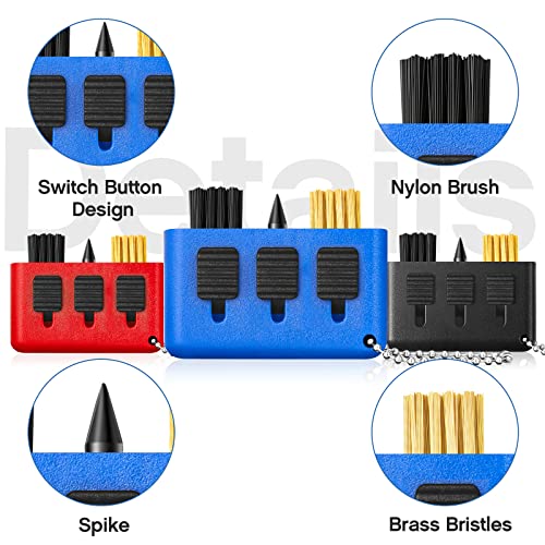 Nuanchu 10 Pcs Retractable Golf Club Brush 3-in-1 with Black, Red, Blue Variants