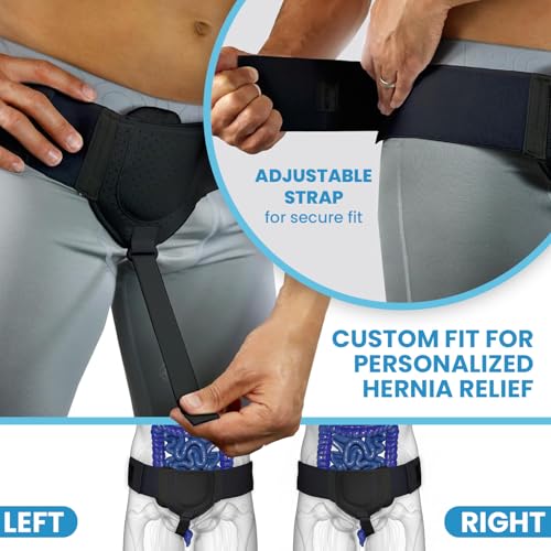 Everyday Medical Inguinal Hernia Support Belt for Men & Women - Black, S/M - Adjustable Post Surgery Groin Truss