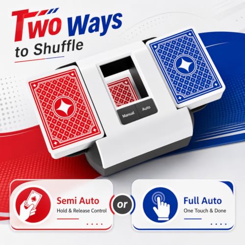 KINMATES White Automatic Card Shuffler for 2 Decks – Dual Modes, Rechargeable